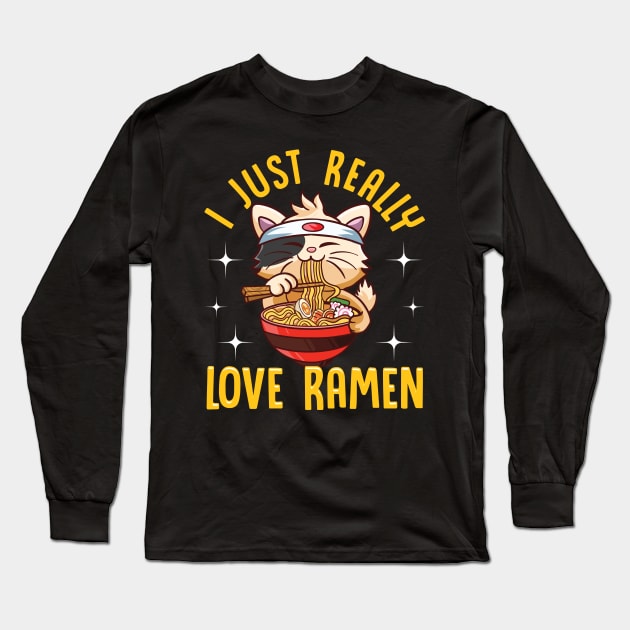 Cute I Just Really Love Ramen Kawaii Anime Cat Long Sleeve T-Shirt by theperfectpresents